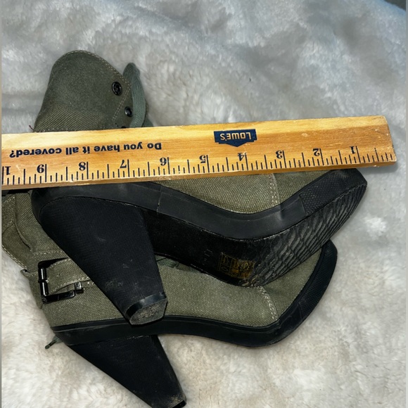 Aldo Heeled Olive Foldover Canvas Booties 🌵39 - Picture 3 of 11